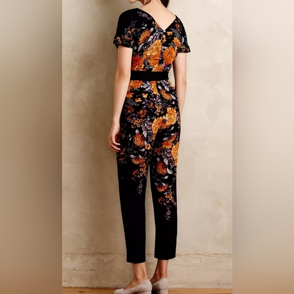 Anthropologie Silk Enbee Floral Jumpsuit Womens 0 XS Flawless - Picture 3 of 16